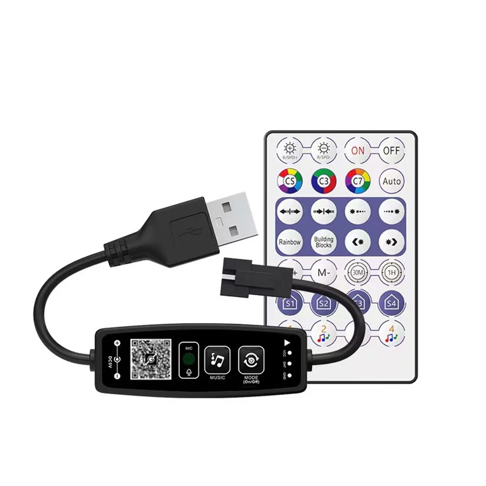 Muzyka Bluetooth kontrolera WS2812B do Pixel LED Strip Light SK6812 WS2811 WS2812 listwa oświetleniowa LED USB 5V kontroler pilot aplikacji