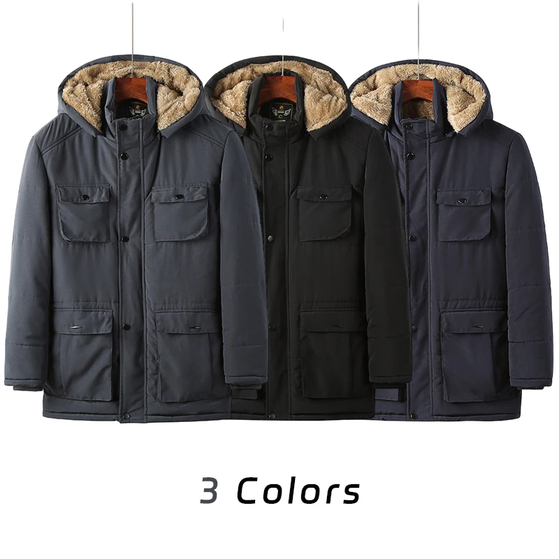 Men Winter Plush Jacket Outdoor Sport Climbing Hiking Thicken  Plush Warm Parkas Windbreaker Cargo Coat Men Hooded Jackets 8XL