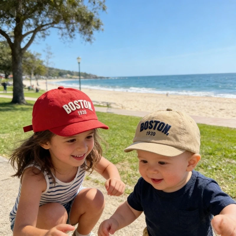 Children Caps 44-50cm 6 Months-3 Years Spring Summer NewLetter Soft Visor Baby Daddys Hat Boys Baseball Cap Girls Sun Hat image 2