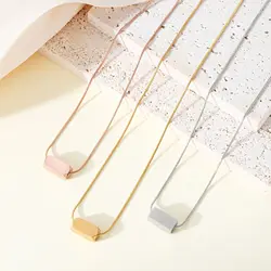 Fnixtar 1pc Cubic Pendant Necklaces Mirror Polish Stainless Steel Snake Chain DIY Necklace Jewelry Gift