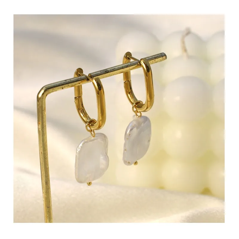 

Baroque Irregular Freshwater Pearl Earrings Premium Earrings Gold Titanium Steel Earrings Accessories Girls