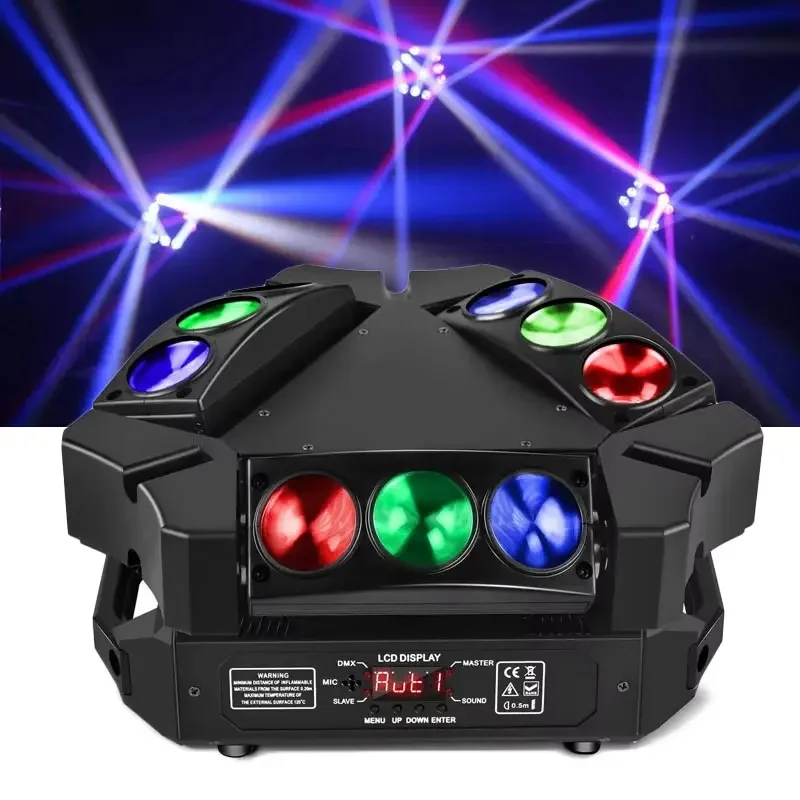 

9x10W RGBW Stage Spider Lights LED Beam Moving Head Projector Lamp With Laser DMX For Disco Bar Party