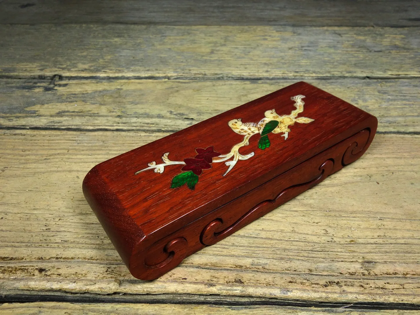 Classical rosewood inlaid with colored shells, happy eyebrows, three-layer grinder jewelry display foundation ornaments