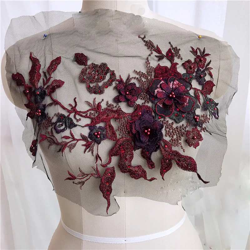 3D-gestickte Aufnäher zum Aufnähen für Kleidung, Blumen-Spitzen-Aufnäher, Hochzeit, Party, Kleid, Brautkleid, Stoffapplikationen, DIY-Reparatur – Detail 10