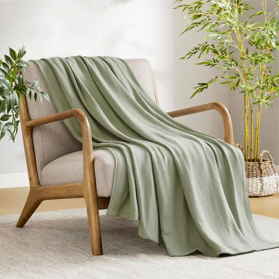 

Плед размера Twin, 70% вискоза на бамбуковой основе, 30% хлопок, дышащий, для тех, кто потеет во сне, для менопаузы, ультрамягкий и устойчивый к зацепкам, для лета