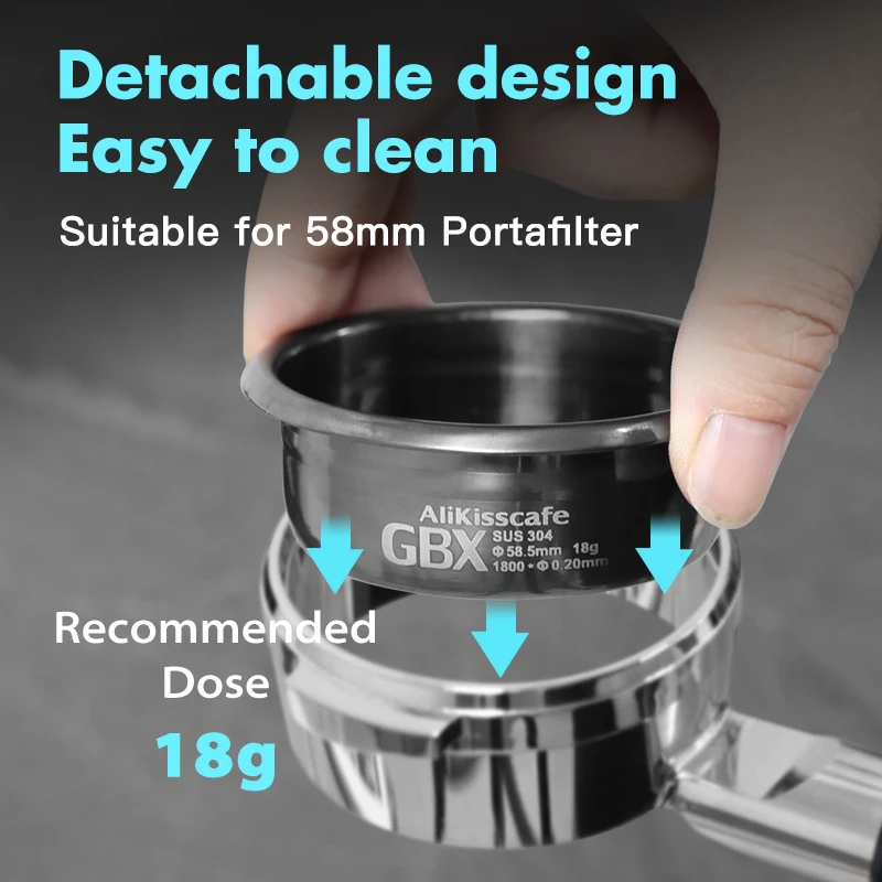 AliKisscafe 58.5 مللي متر سلة المرشح القهوة الدقة ل E61 غاغيا 58 مللي متر Portafilter ماكينة إسبريسو اكسسوارات أدوات باريستا #4