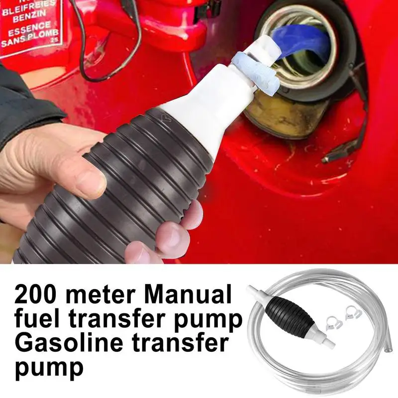 Liquid Transfer Pump Manual Siphon Pump For Water Oil Fluid Transmission Fluid With 2 Hose Clips And 2 Durable PVC Siphon Hoses