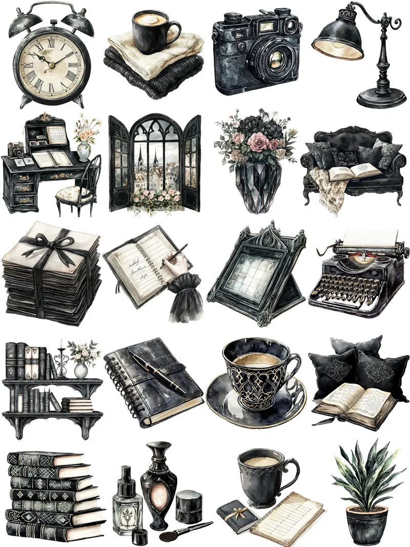 Pegatinas de lectura negras para niña, manualidades y pegatinas para álbum de recortes, juguetes para niños, pegatinas decorativas para libros, papelería DIY