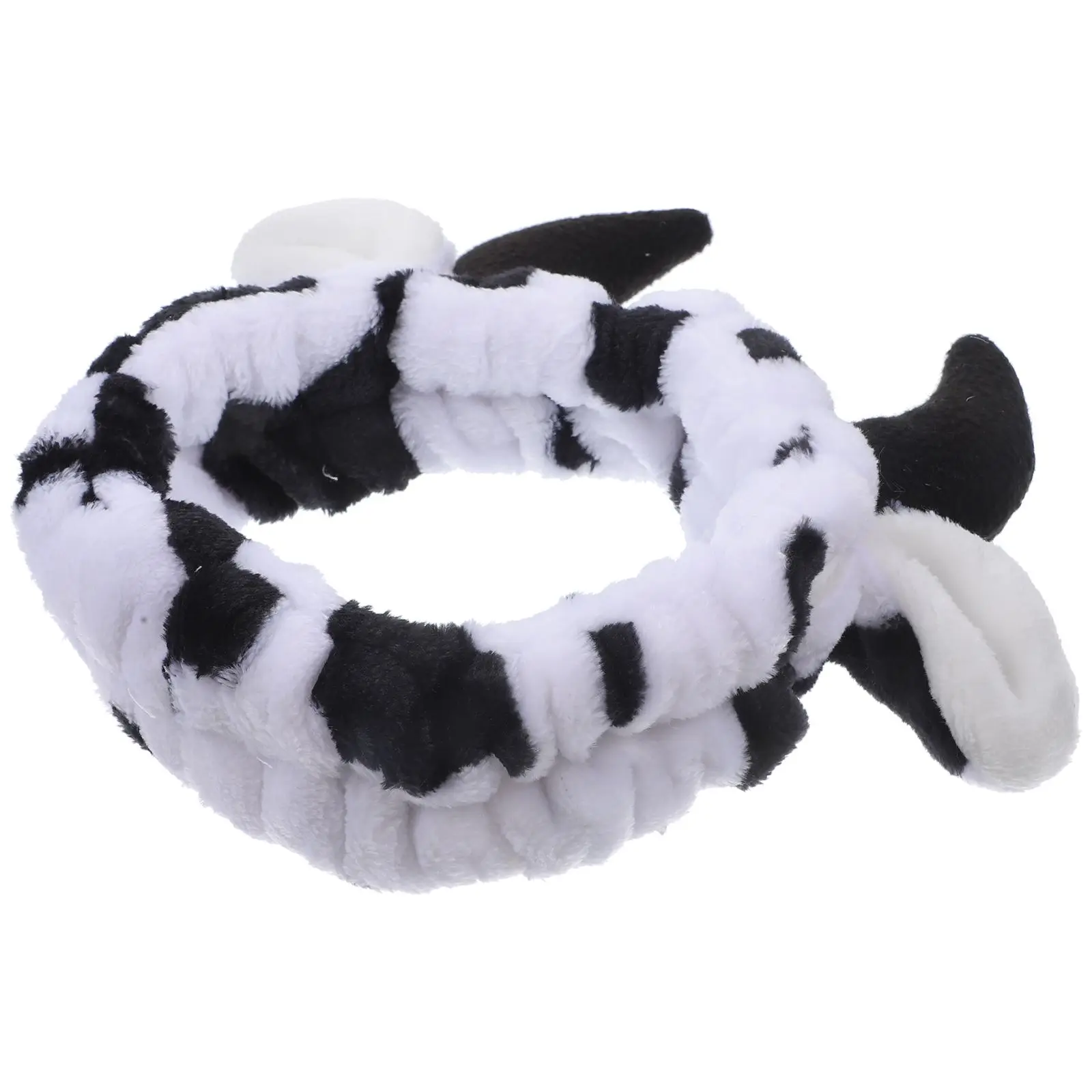 

Small Adorable Cow Horn Headband for Face Washing Makeup Shower Soft Flannel Hair Band for Broken Fine Hair Styling Skincare