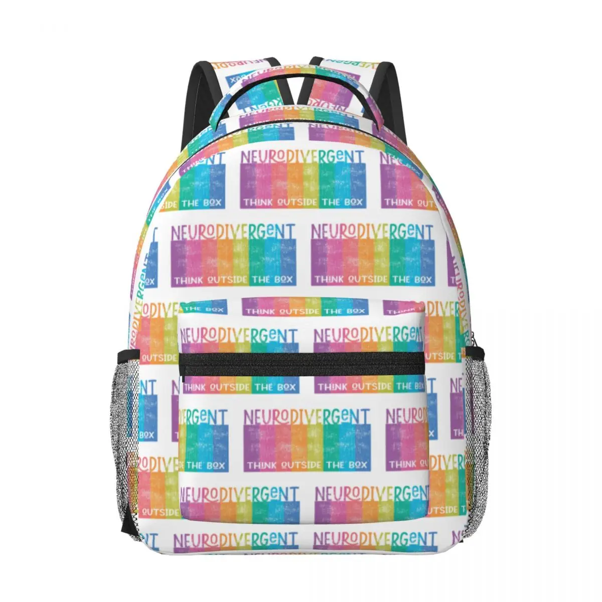 

Colorful Neurodivergent Rainbow Design Woman Backpacks Boys Girls Bookbag School Bags Portability Laptop Rucksack Shoulder Bag