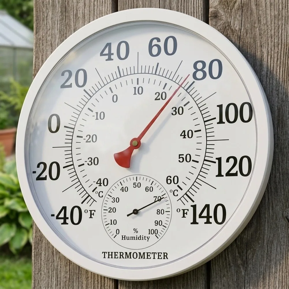 Analog for dial Outdoor Thermometer Percent Humidity Scale for fahrenheit And for celsius Measures -40 F To 140 F Relative