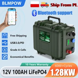 LiFePO4 Battery 12V 100AH 140AH 200AH 12.8V Lithium Battery 6000+ Cycles With Bluetooth BMS Grand A Cells For Boat RV EU Stock
