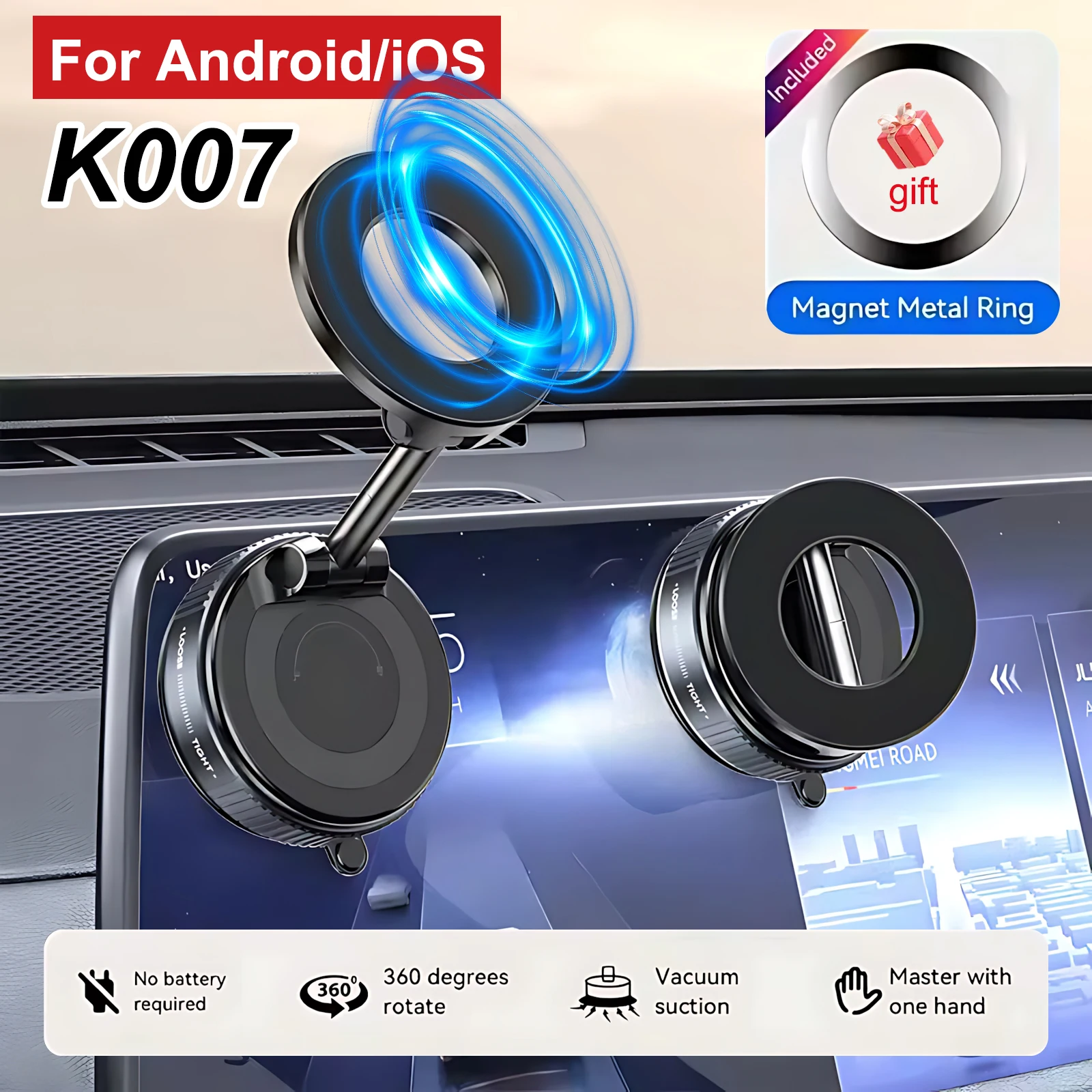 

Новый 360° ° Вращающийся складной магнитный автомобильный держатель для телефона с вакуумной присоской для iPhone 12-16 серии автомобильный/тренажерный зал/держатель телефона для вождения