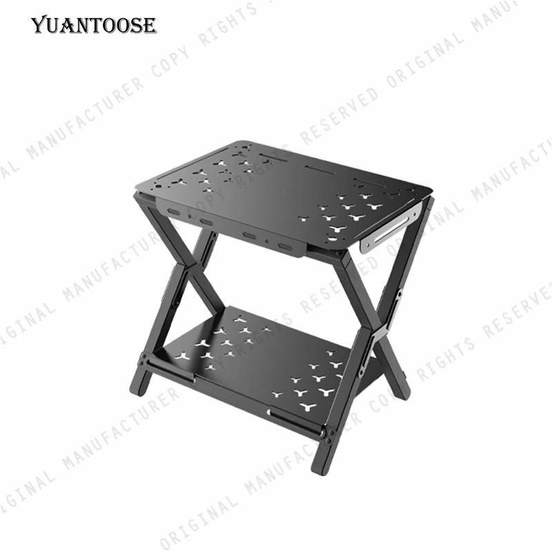 Mesa de camping portátil para picnic al aire libre, aleación de aluminio, madera de haya