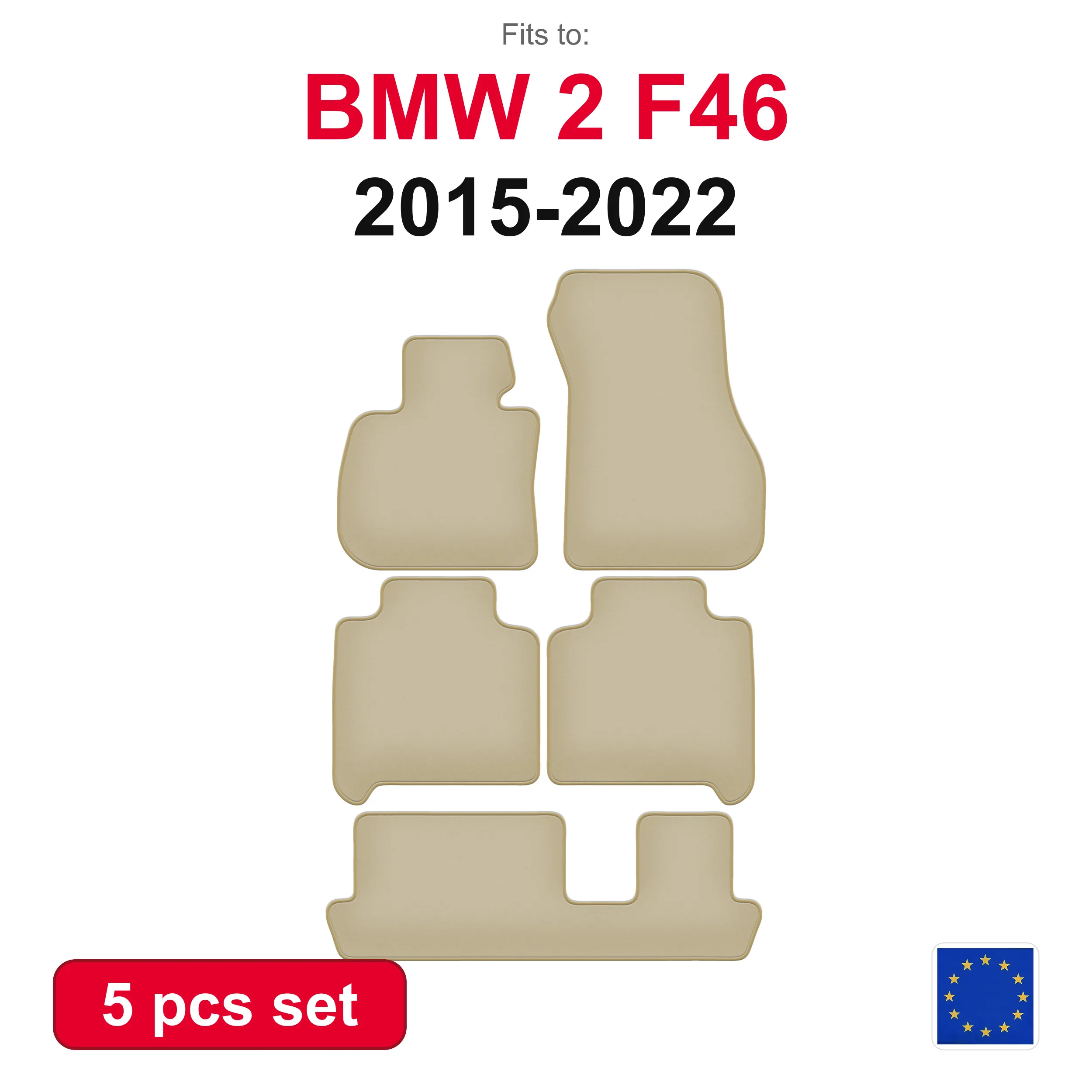 PREMIUM-Autovelourmatten für BMW 2F46 7-Sitzer (2015-2022) - beige Passform (5-teilig) passgenaues Autofußmatten-Set