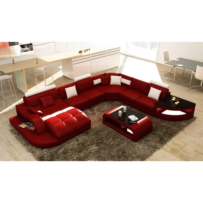 Freizeit-Wohnzimmermöbel. Modernes Wohnzimmer-Kombinationssofa aus Leder