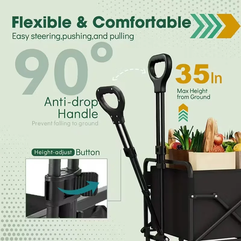 عربة قابلة للطي تجارية متعددة السيناريو مع إطارات مقاومة للاهتراء وإطار معدني قوي وعربة متعددة الوظائف لجميع التضاريس