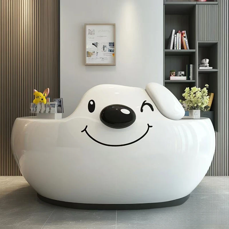 

Customized.Yicheng Beauty Wholesale Modern Beauty Salon Paint bar Counter Special Shaped Reception Desk High Quality Front Desk