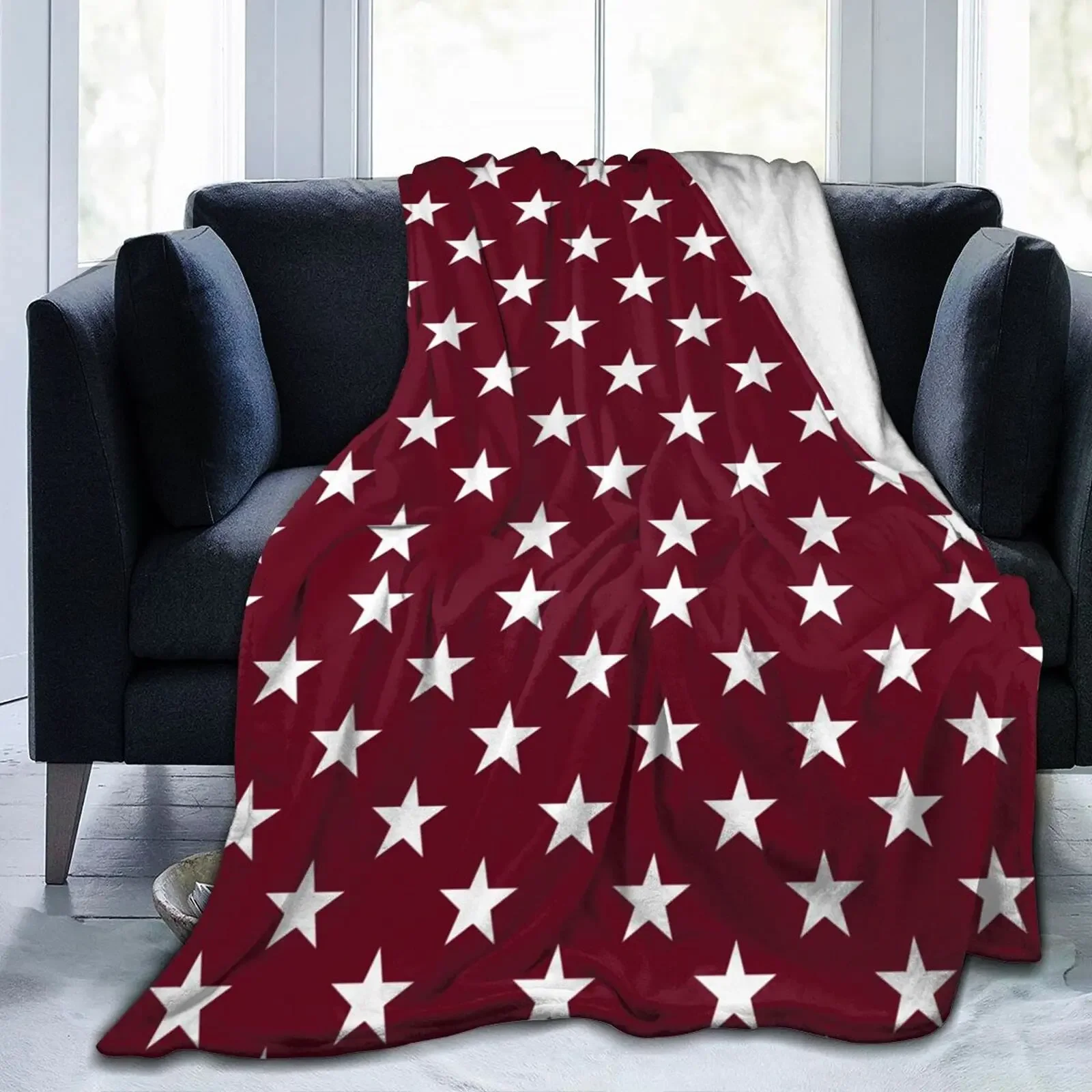 Star flanella coperta da tiro colore blu e bianco aria condizionata per tutte le stagioni divano divano soggiorno King Queen Size