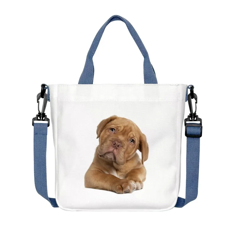 

Cartoon Puppy Printed Canvas Shoulder Bag Fashion Crossbody Bag Detachable Shoulder Strap Handbag Eco Large Capacity Tote Bag
