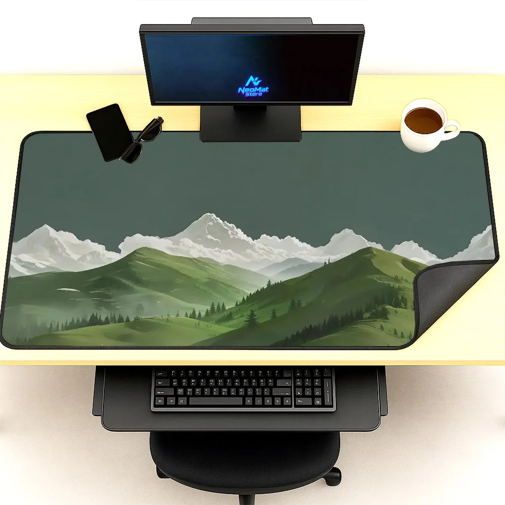 Deskmat Green Landscape Mouse Pad Extra Large 130x60 Rug Mat Thick Carpet 1400x600 Rug Table Mats Pc Accessories Desktop Office