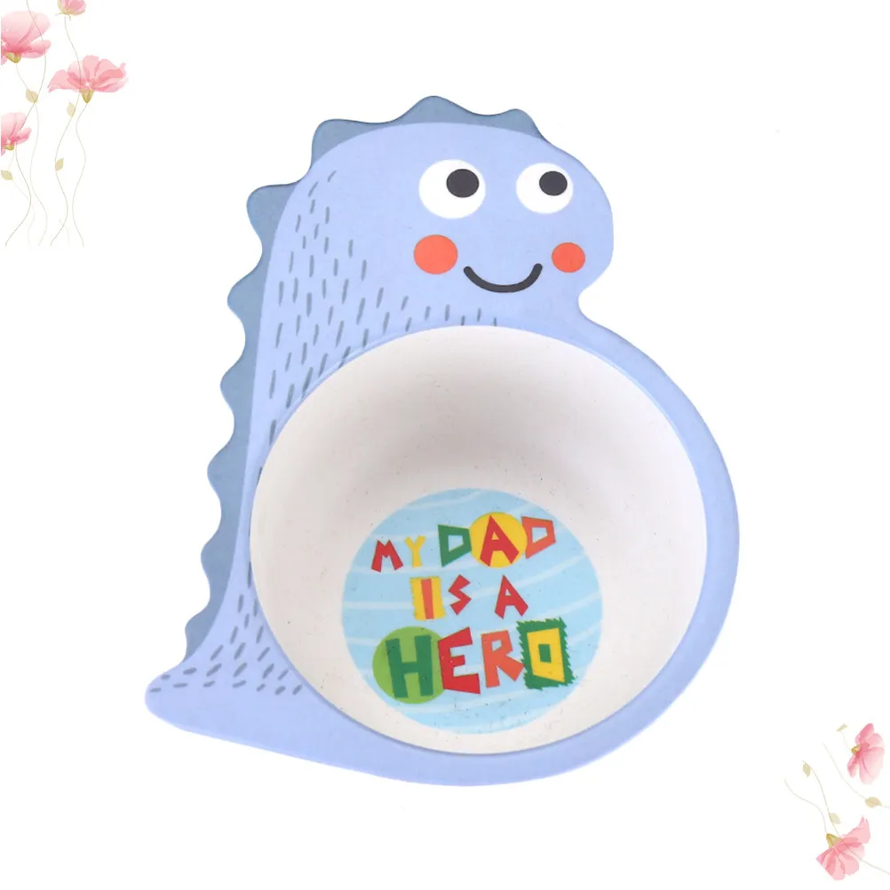 

Cartoon Design Kids Bowl Dinosaur Print Bamboo Fiber Children Feeding Dish Portable Shatterproof Fruit Snack Salad Container