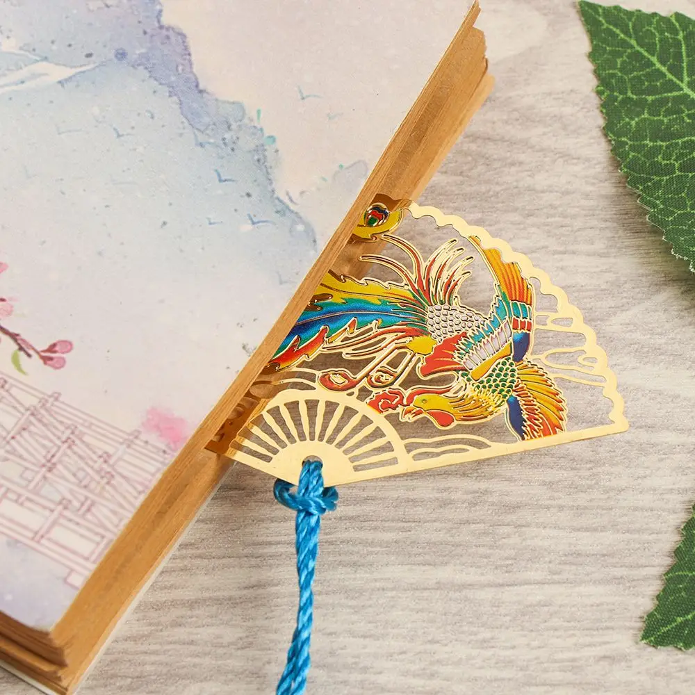 

Ретро латунный складной веер, закладка в китайском стиле, кран, цветок, кисточка, закладка, зажим для книги, нумерация страниц, школьные канцелярские товары