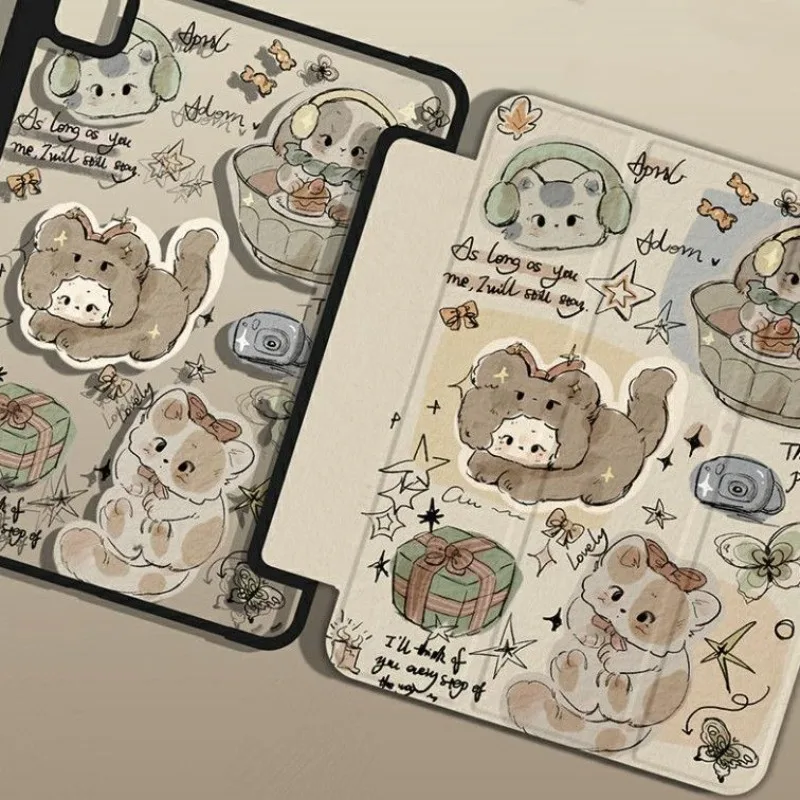 Cute Kitten Smart Stand Case Cover for IPad Air 3 Case IPad 10th Gen Air 5th 4th 10.9 Pro 11 2nd 3rd 4th IPad 10.2 7th 9th 8th