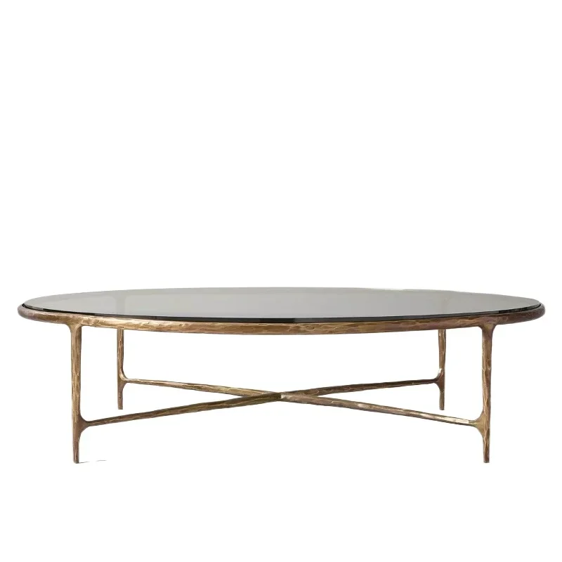 

American light luxury living room coffee table villa hotel model room designer high sense RH forged iron living