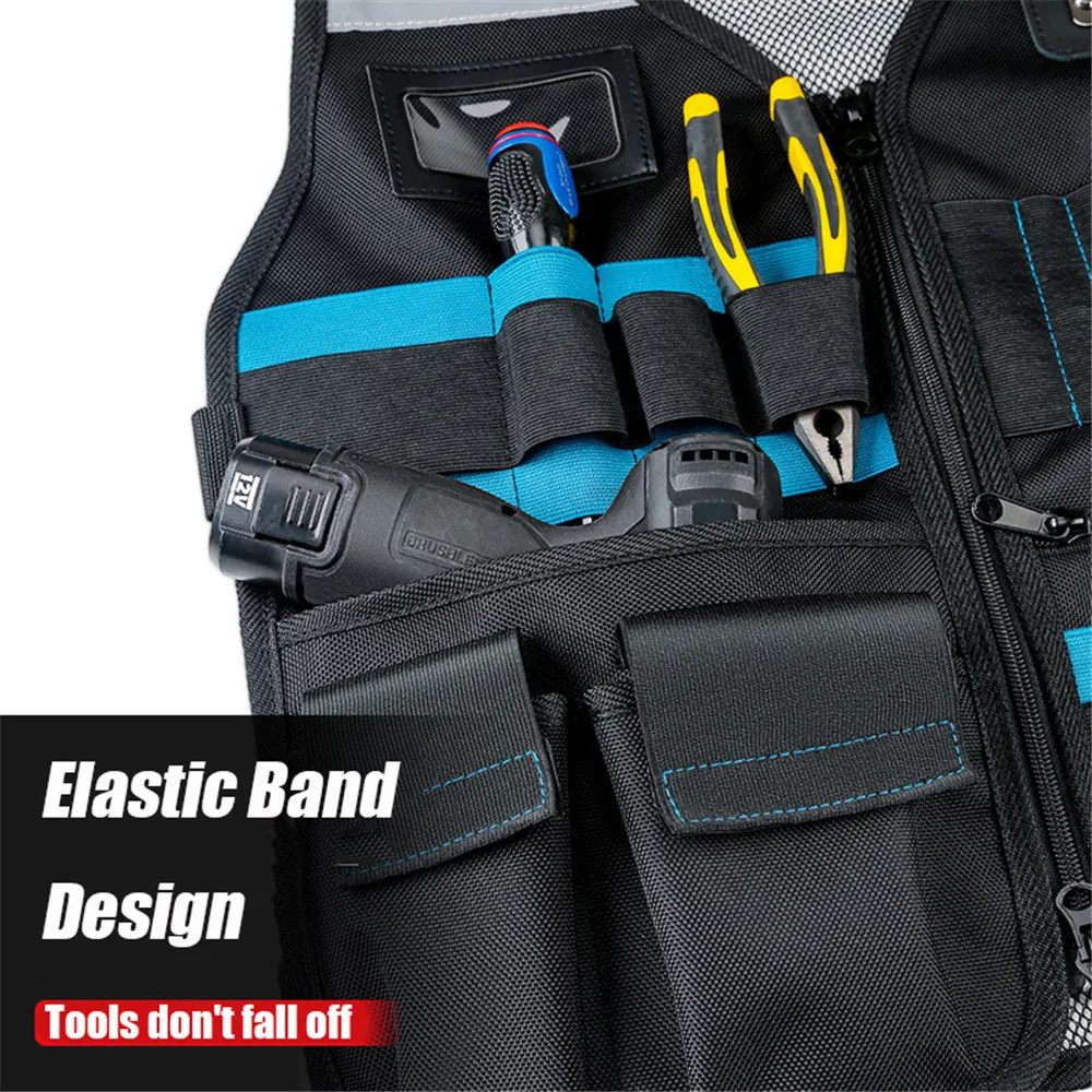 Professional Electrician Carpenter Tool Organizer Hanging Pocket Storage Bag with Multiple Pockets Through The Vest Work