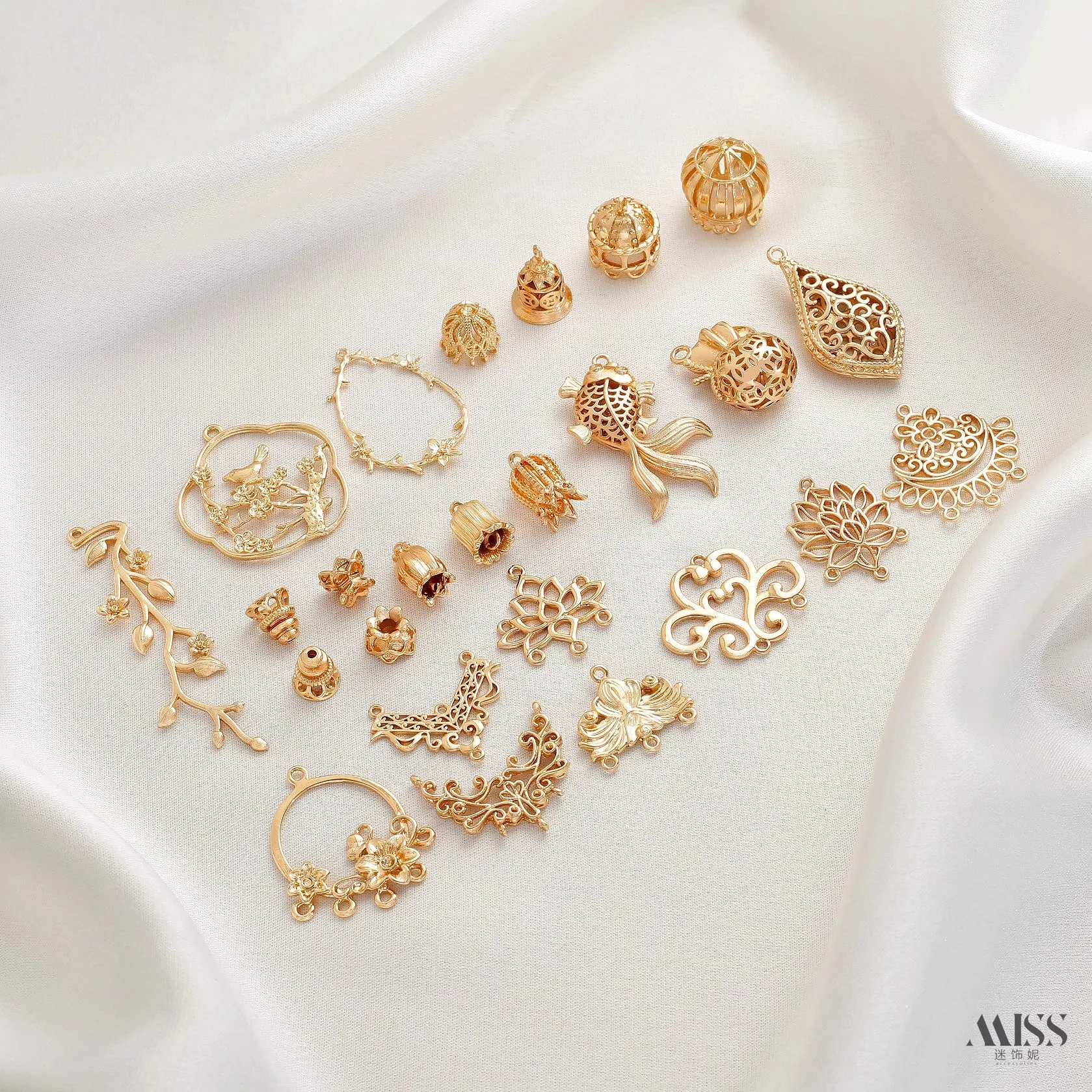 Antique 14K Gold Plated, Multi-hung Fringe Tags, DIY Hairpin, Hair Crown & Double Connection Pendants, Headwear Accessories