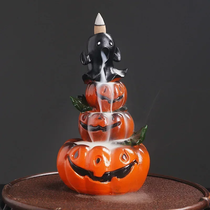 

Creative Halloween Pumpkin Ceramic Backflow Incense Burner Ornament Bedroom Home Yoga Decoration Crafts(Without Incense)