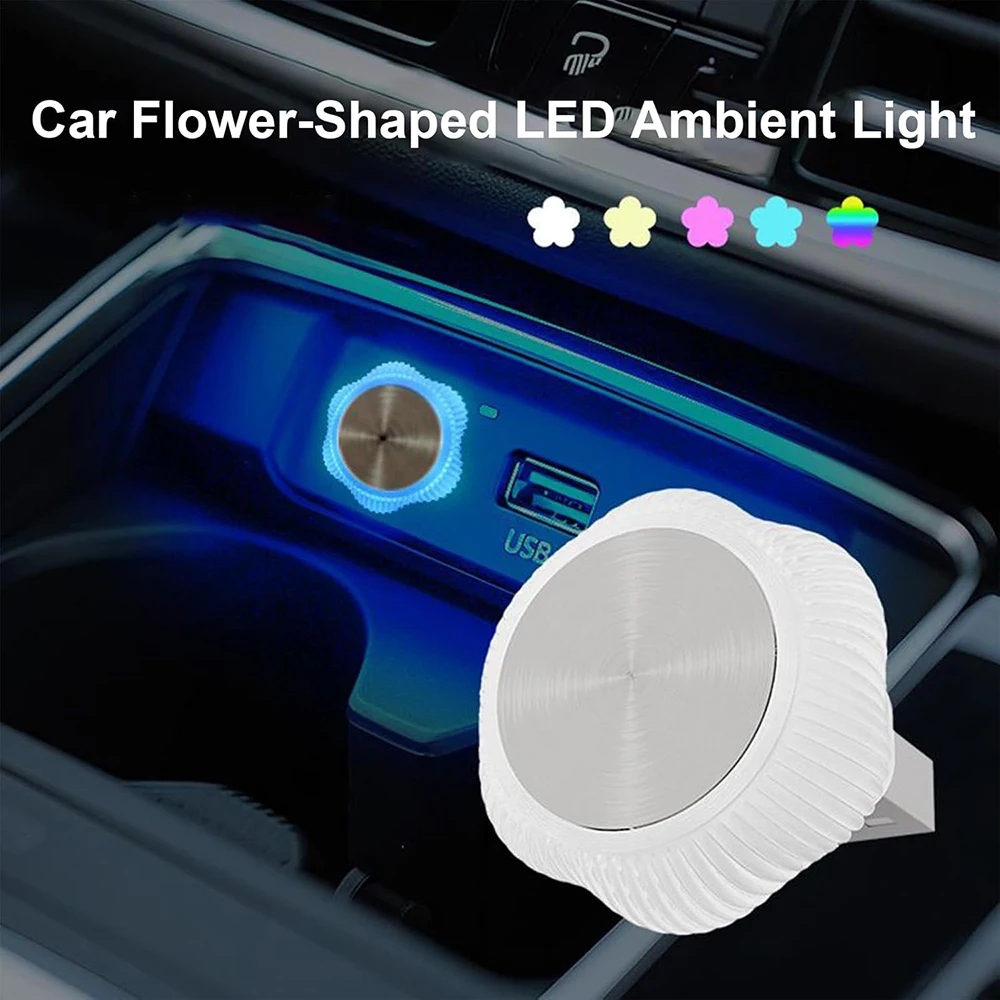 

5pcs Car Atmosphere Light Ambient Lighting Wireless Night Lamp Colorful Breathing USB for Vehicle Decoration RGB Mood Lamp USB