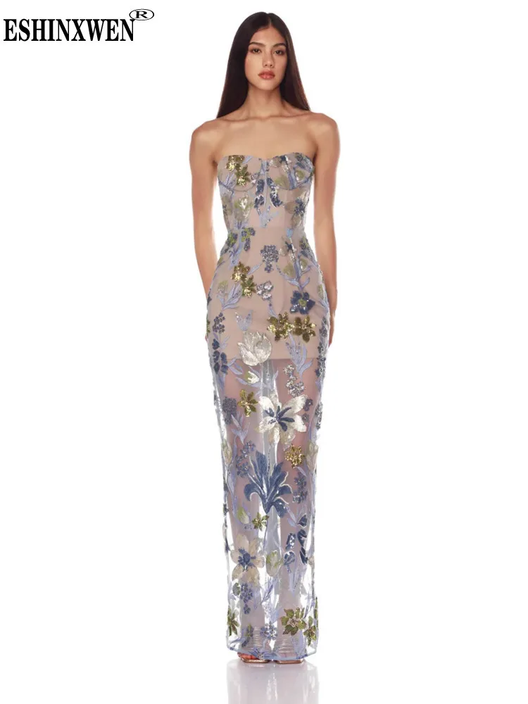 Strapless Floral Embroidered Sheer Mesh Bodycon Maxi Dress: A Complete Real-World Review for Evening Events Strapless Floral Embroidered Sheer Mesh Bodycon Maxi Dress: A Complete Real-World Review for Evening Events