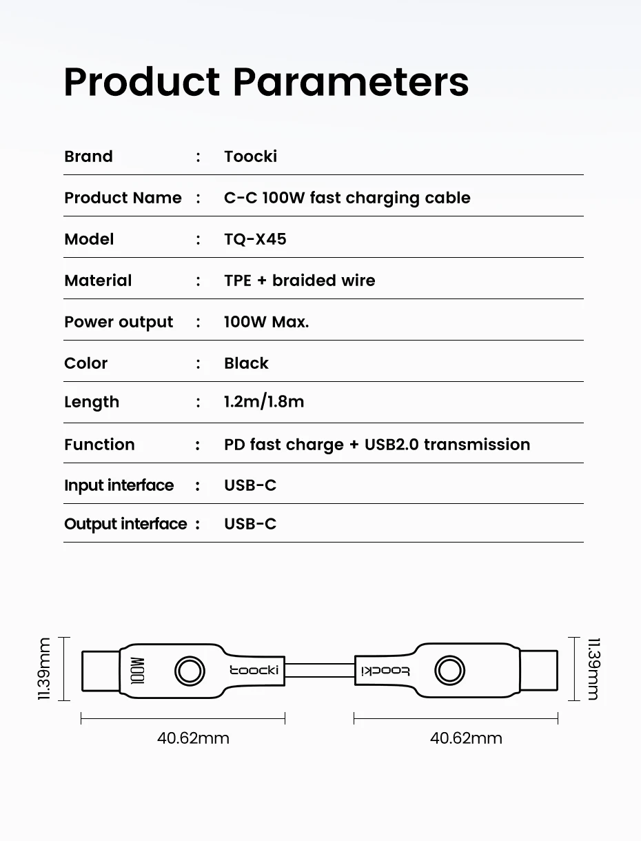 Toocki 3er-Set 100W USB-C Kabel Typ C PD3.0 mit LED-Anzeige für schnelles Laden – für iPhone 17/16, Xiaomi, Huawei, MacBook – 5A Typ-C Datenkabel – Detail 13