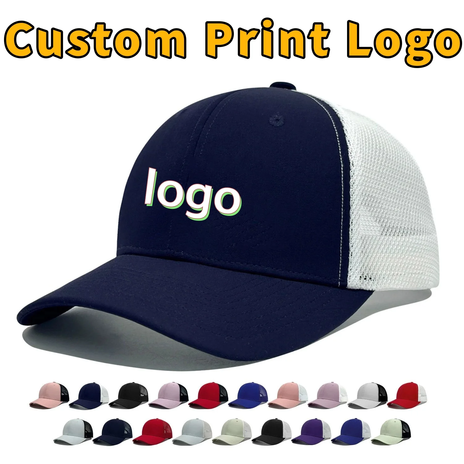 Individuell Bedruckte Logo-Mesh-Entenschnabel-Kappe Modische Trucker-Mütze für Männer Freizeit-Baseballkappe für Frauen mit Sonnenschutz und Atmungsaktivität