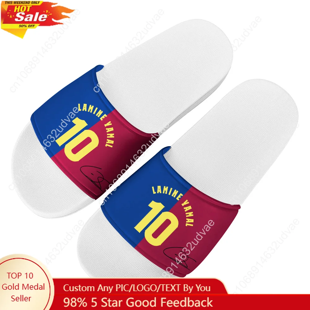 

Yamal No.10 Slippers Man Woman Boy Girl Tailor Made Slides Sandals Spain Soccer Star Photo Customized Bath Shoe Water Shoe White