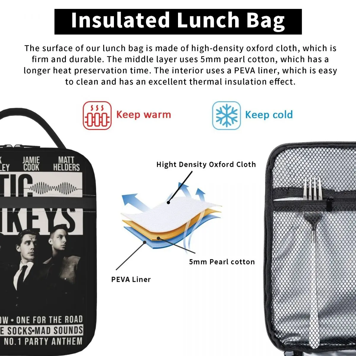 Death Ramps Arctic Monkey's Band Insulated Lunch Bag Food Container Portable Thermal Cooler Lunch Boxes For Picnic