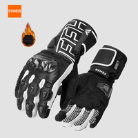 FEHER Winter Motorcycle Gloves Touchscreen Leather Keep Warm Waterproof Finger Joint Carbon Fiber Design Motorbike Riding Gloves