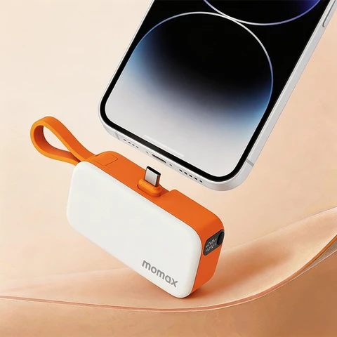Портативный внешний аккумулятор MOMAX Mini Capsule Power Bank 5000 мАч с быстрой зарядкой PD 20W для iPhone 17, 16, 15, Xiaomi, Samsung