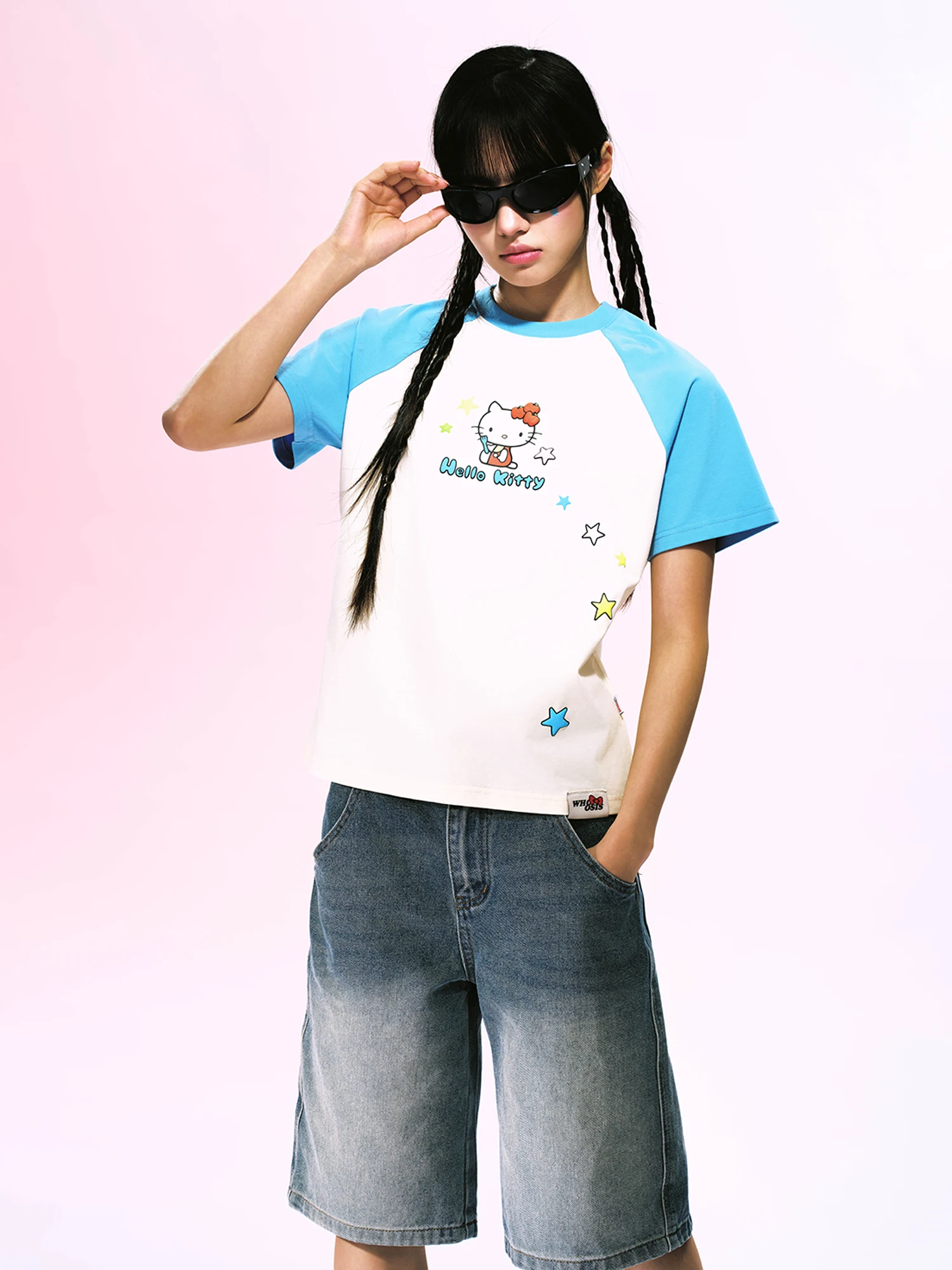 

Stylish Casual Top T-shirt 2024 Cartoon cute Sanrio outfit Hello Kitty Print Top Short sleeve with rotator sleeves