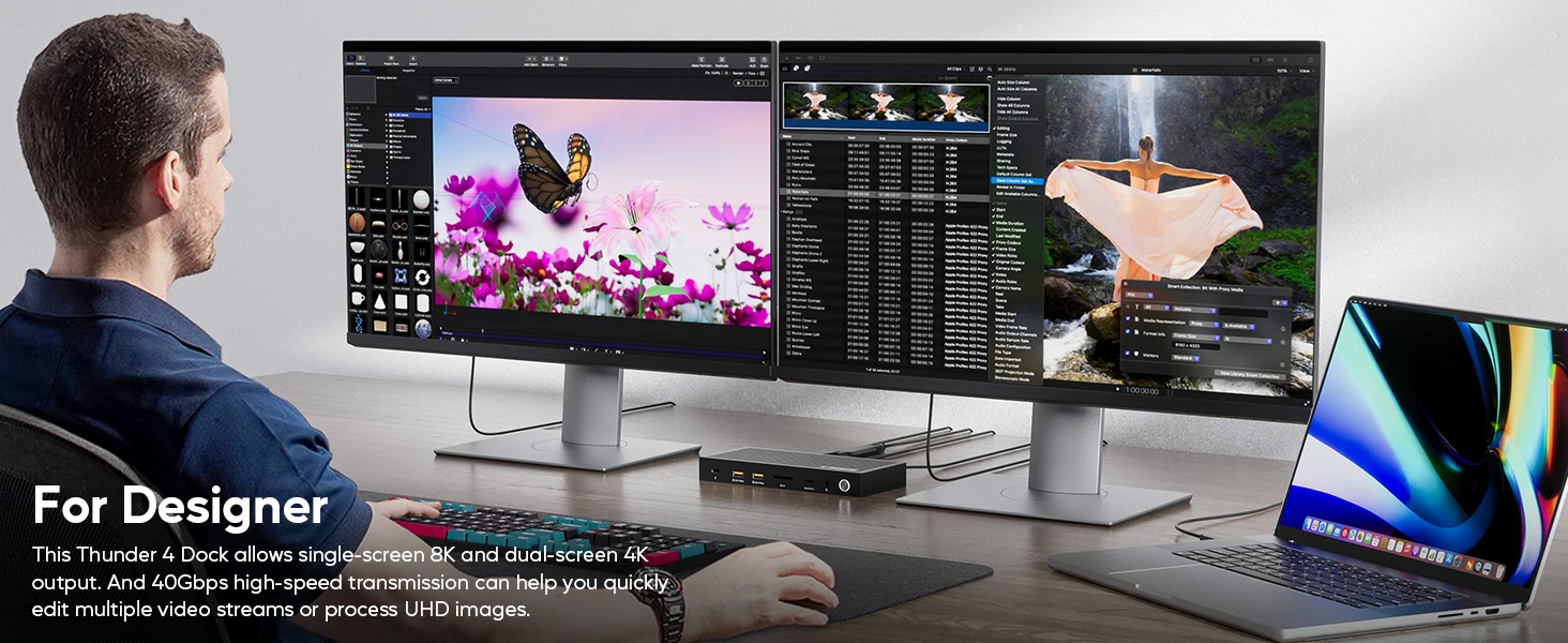 PULWTOP Thunderbolt 4 Hub mit Dual-Monitor 8K/4K Display, USB-C Laptop-Dockingstation mit 40Gb/s, HDMI, SD/TF4.0, 2.5GbE – Detail 8