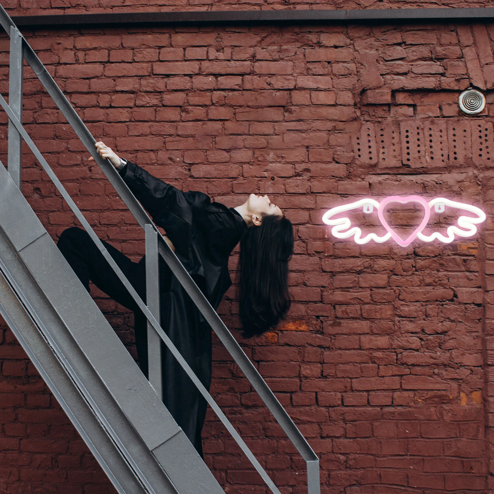 Asa e Coração Forma Neon Light Sign, Neon Sign para Quarto, Dormitório