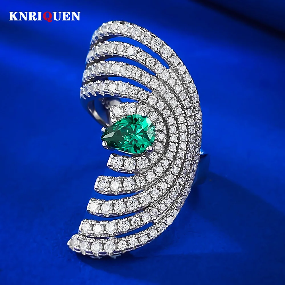 

Retro 925 Sterling Silver 5*7mm Emerald Gemstone Rings for Women Lab Diamond Wedding Party Characteristic Fine Jewelry Wholesale