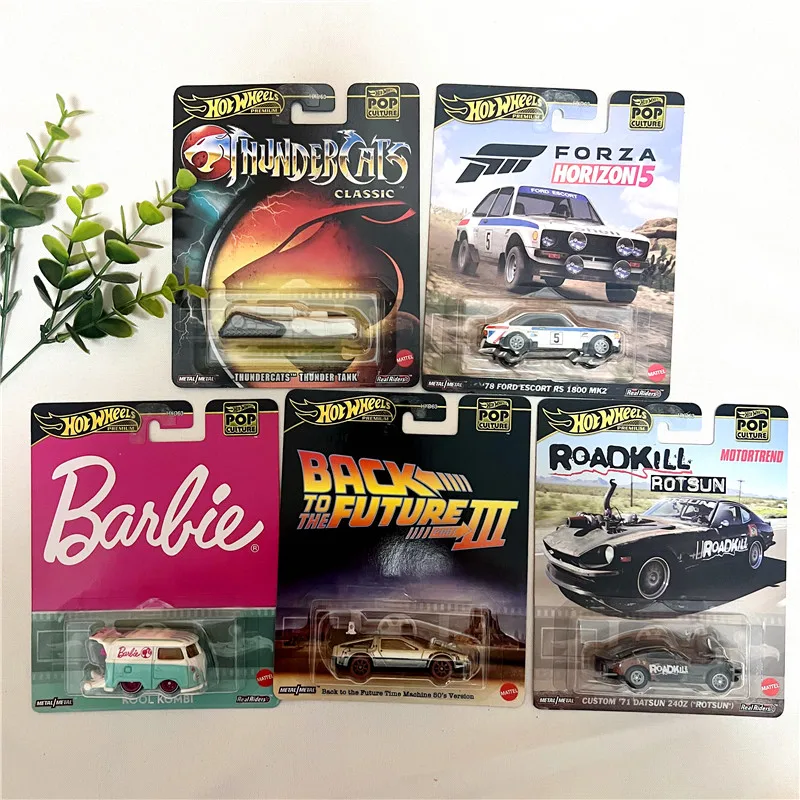 5 Pack Original Hot Wheels Premium 1/64 Back To The Future Hotweheels HXD63 A Case Miniatures Cars Hoteelws Hotwheels Model Cars