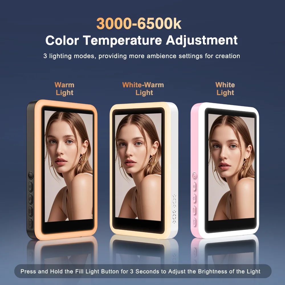 Écran de contrôle sans fil magnétique amélioré pour vlog et selfie avec lumière d'appoint pour la caméra arrière du téléphone, pour la mise en miroir des selfies et l'enregistrement vidéo