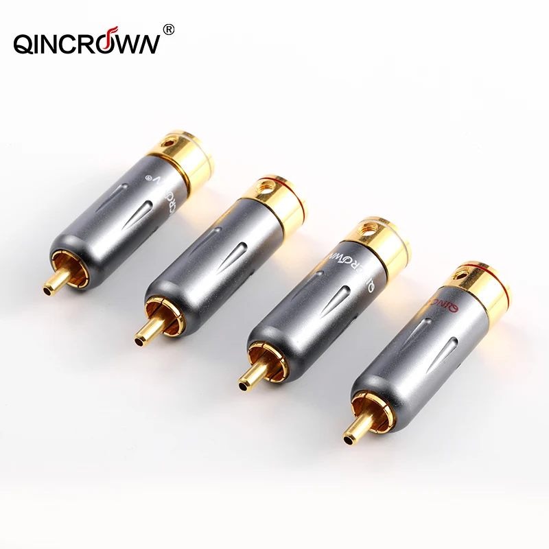 

QINCROWN Premium Pure Copper RCA Plug Gold Plated HIFI Audio Speaker Signal Cable Solder Connector