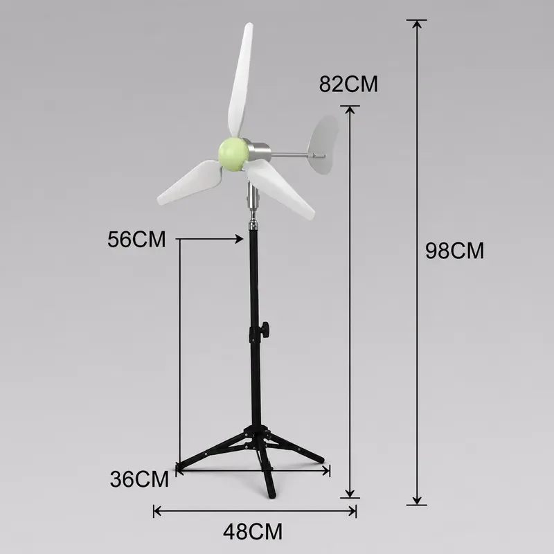 DC 1-24V Portable Micro Wind Generator 200-1500RPM Ironless Core High Efficiency with Folding Stand EVA Bag Compact Design