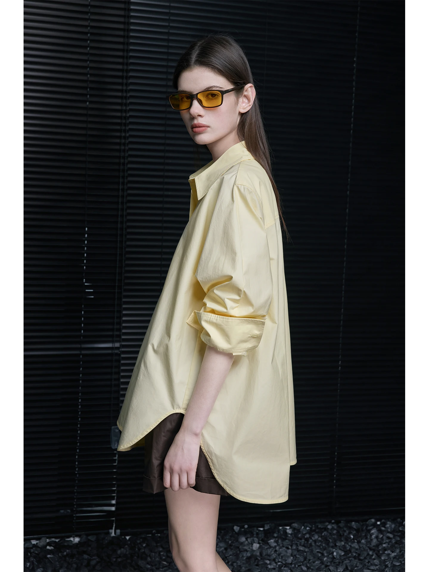 

Casual Long Sve irt Jaet Women's Spring New Loose Street Sle Cotton Blend Collared Outerwear Moisture ng Faio...