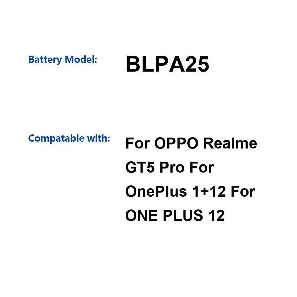

Mobile Phone Battery BLPA25 2100Mah For Oppo Realme GT5 Pro Oneplus 1+12 One Plus 12